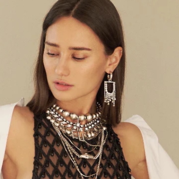 Dylan Lex F U Earrings Swarovski Crystals Original $320 - Picture 3 of 6